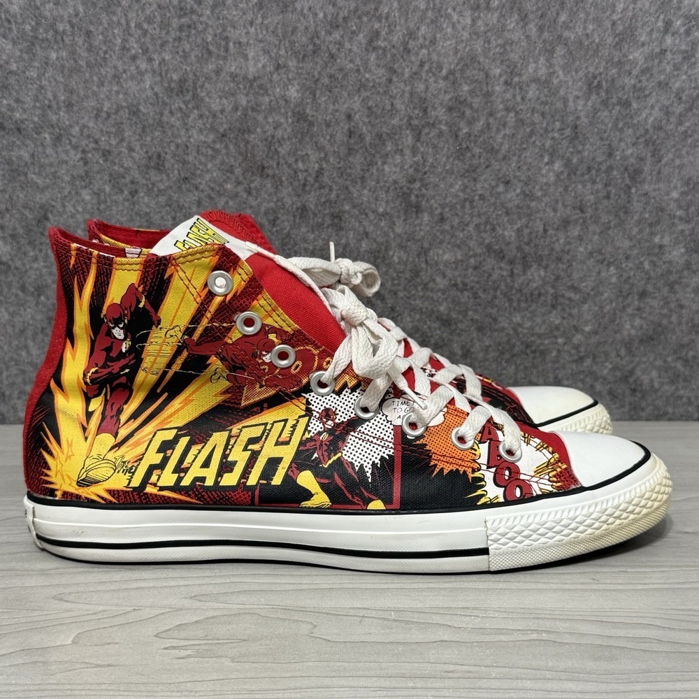 Converse Chuck Taylor High Top Men's Sz 10 The Flash Comic DC Graphic Red